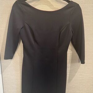 As U Wish Black Sheath Dress Bateau Neck 3/4 Sleeve